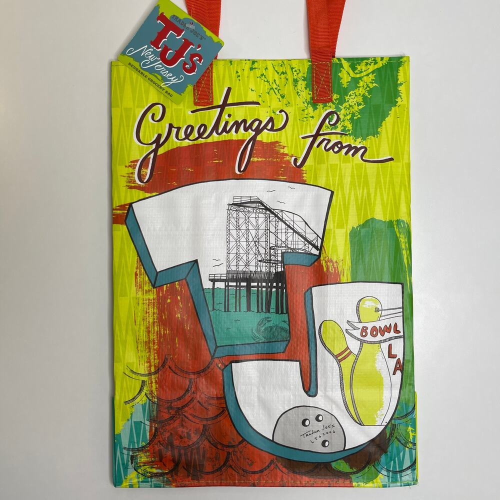 Set of 2 — Trader Joe’s USA State Reusable Tote Bags COMFORT FOOD+ NEW JERSEY NJ